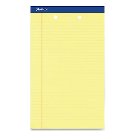Ampad Perforated Writing Pads, Wide/Legal Rule, 50 Canary-Yellow 8.5 x 14 Sheets, 12PK 20-233